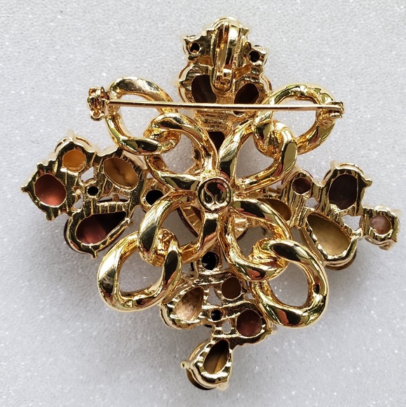 St. John Brooch Pendant Tigers Eye & Agates - Picture 2 of 4